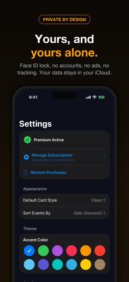 Since privacy screen explaining local storage and no tracking.